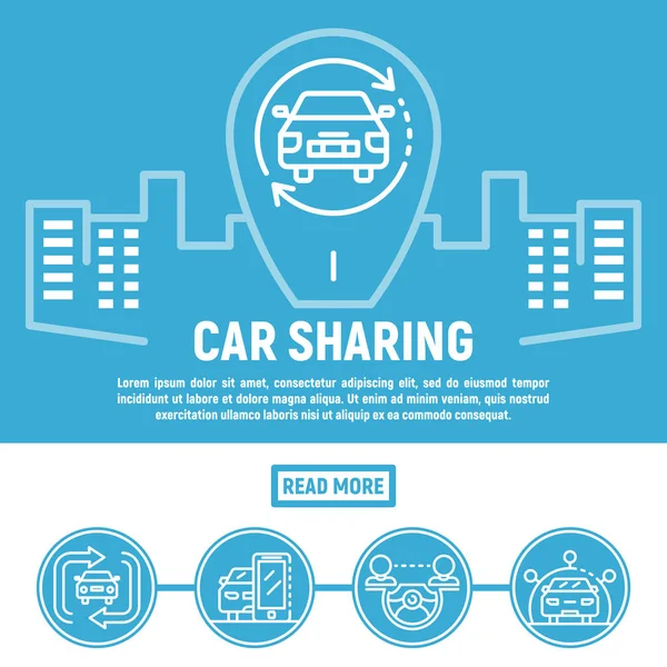 City car sharing banner, outline style