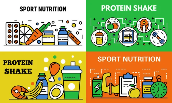 Sport voeding banner set, Kaderstijl — Stockvector