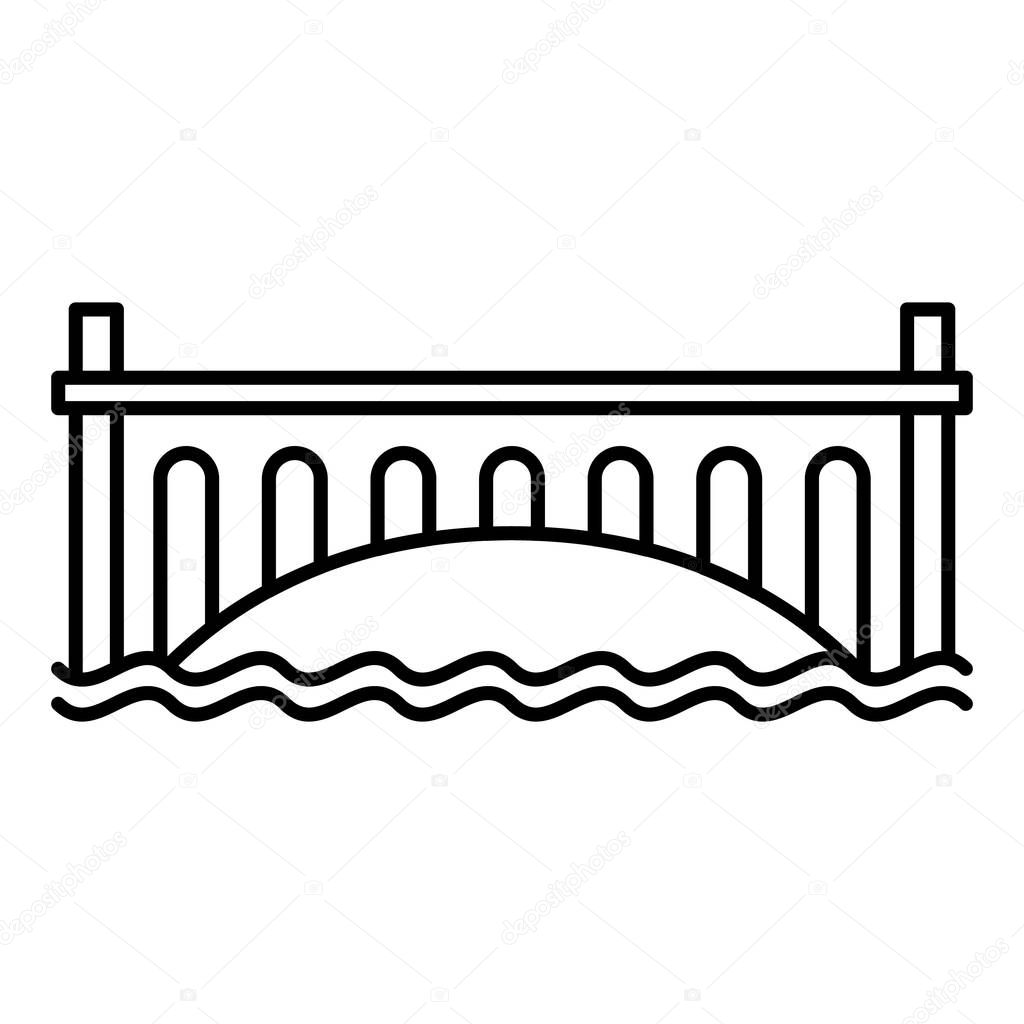 Romantic bridge icon, outline style