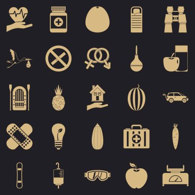 Çocuk sağlığı Icons set, basit tarzı