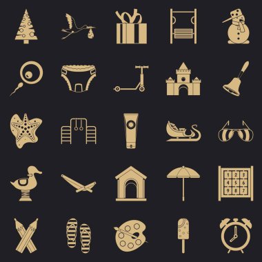 Oyun odası Icons set, basit tarzı