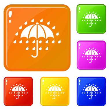 Şemsiye simgeler vektör renk ayarla