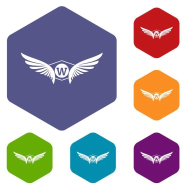 Altı yüzlü hayvan kanat simgeler vektör