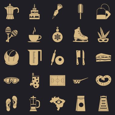 Sokak gıda Icons set, basit tarzı