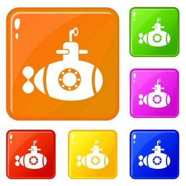 Bathyscaphe kapağı simgeleri ile vektör renk ayarla