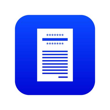 Yazdırılan satış makbuzu simgesi dijital mavi