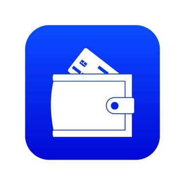 M-cüzdan ile kredi kartı ve nakit simgesi dijital mavi