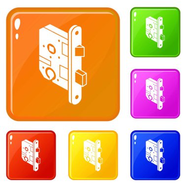 Standart kapı kilit simgeler vektör renk ayarla