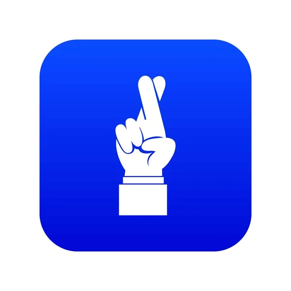 Fingers crossed icon digital blue