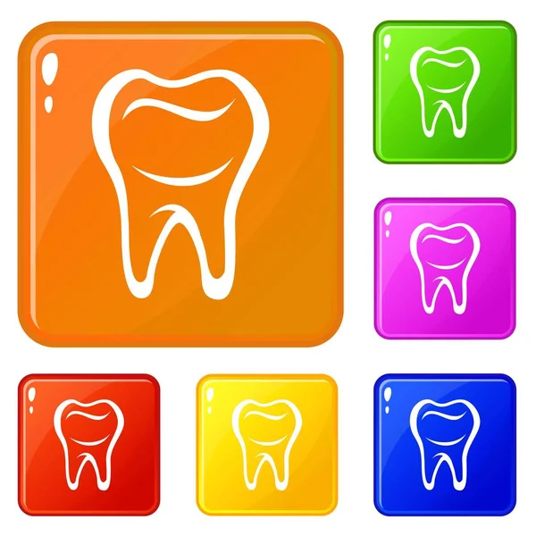 Tooth icons set vector color — Stock Vector