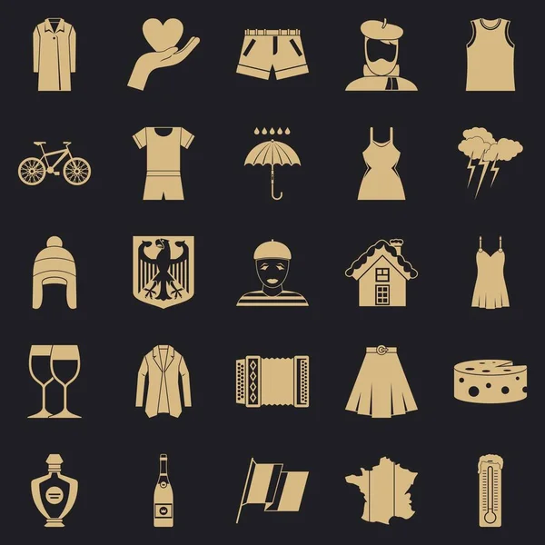 Conjunto de iconos de ropa nacional, estilo simple — Vector de stock