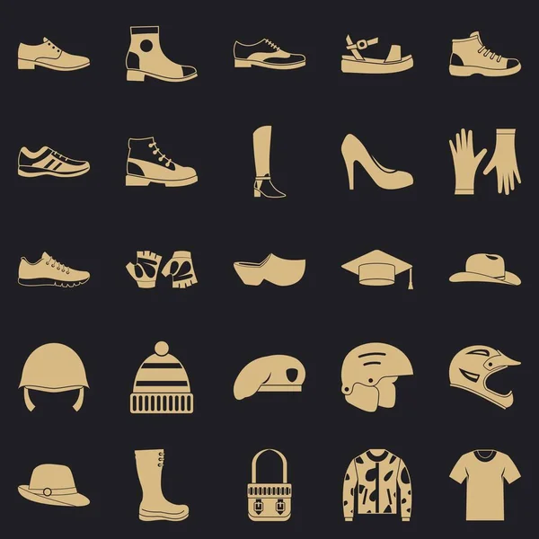 Shoes icons set, simple style — Stock Vector