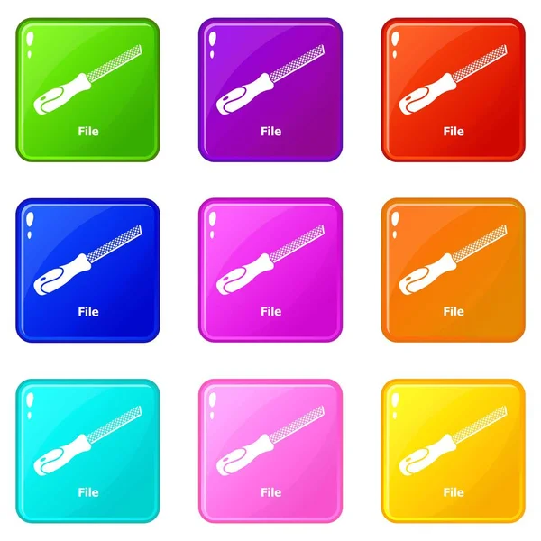 Dłuto kolekcja ikony zestaw 9 kolorów — Wektor stockowy