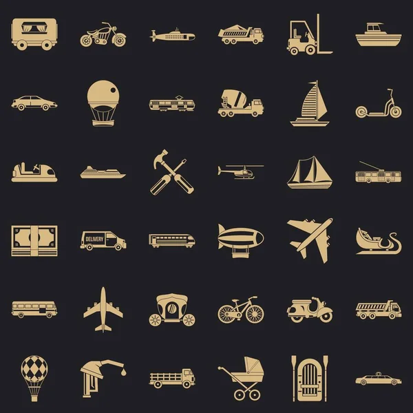 Conjunto de iconos de transporte, estilo simple — Vector de stock