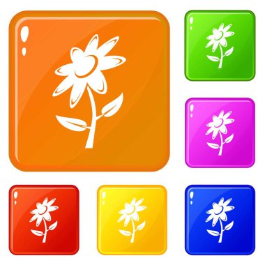 Çiçek simgeler vektör renk ayarla