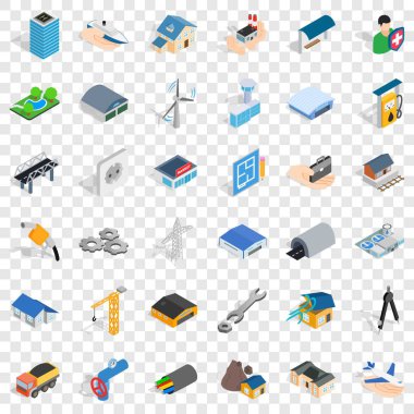 İnşaat site Icons set, izometrik stili