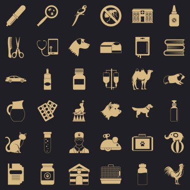 Veteriner Icons set, basit tarzı