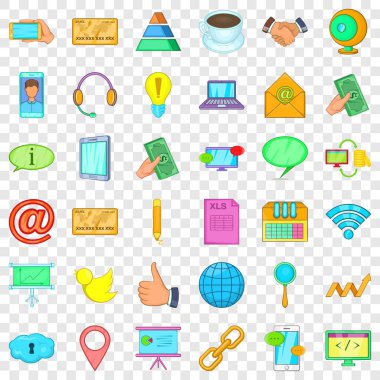 Icons set iletişim, tarzı çizgi film