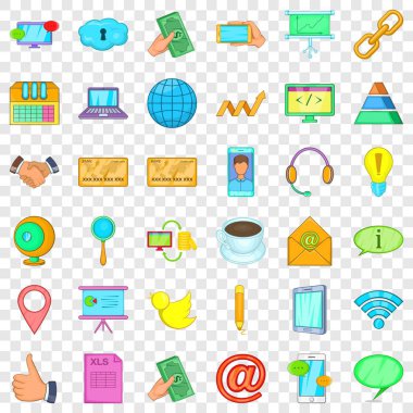 İlgili kişi telefon Icons set, karikatür tarzı