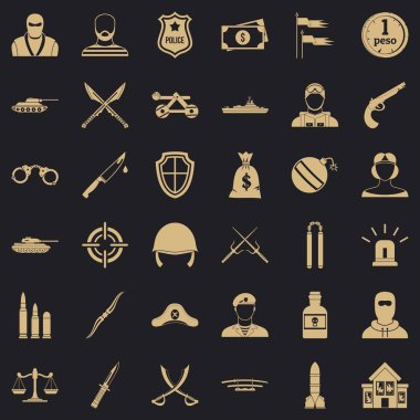 Silah Icons set, basit tarzı