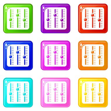 Ses karıştırıcı simgeler 9 renk koleksiyonu ayarla