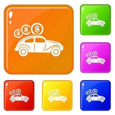 Araba kredi simgeler vektör renk ayarla