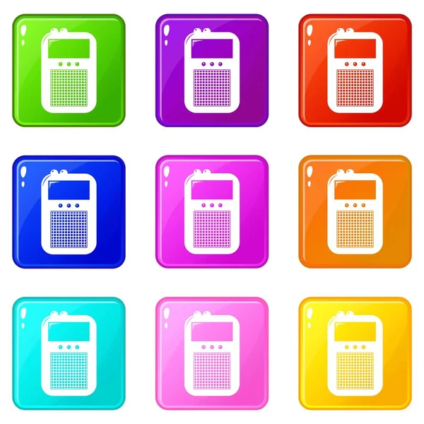 Kofferradio-Symbole Set 9-farbige Kollektion — Stockvektor