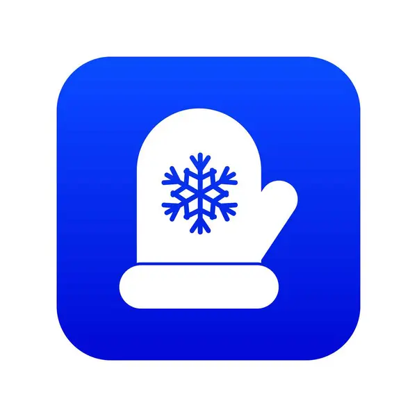 Fäustling mit weißem Schneeflockensymbol digital blue — Stockvektor