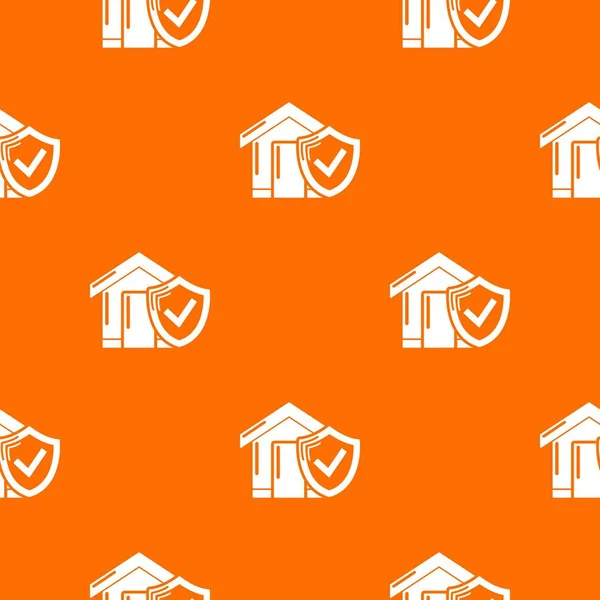 Verzekering huis patroon vector oranje — Stockvector