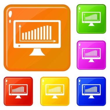 Monitör simgelerini set vektör renk üzerinde grafik