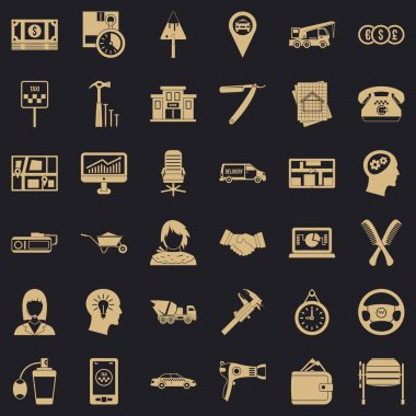 İş Icons set, basit tarzı