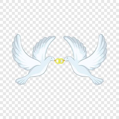 Doves with rings icon, cartoon style clipart