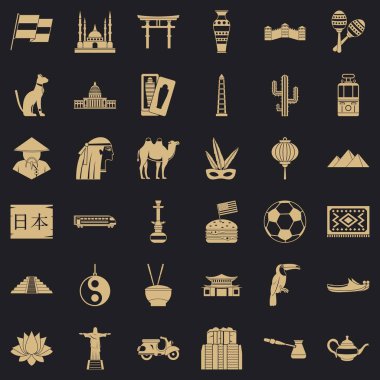 Dünya tur Icons set, basit tarzı