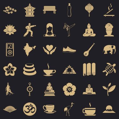 Yoga Icons set, basit tarzı