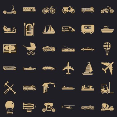 Ulaşım Icons set, basit tarzı