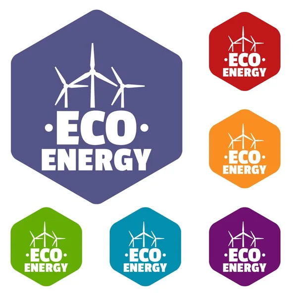 Ícones de energia Eco vetor hexaedro — Vetor de Stock