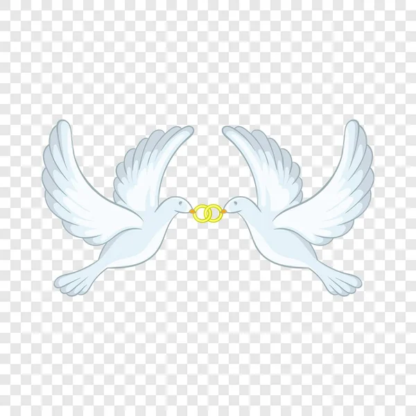 Doves with rings icon, cartoon style — Stock Vector