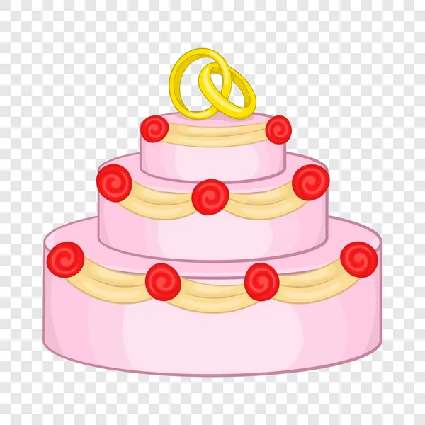 婚礼蛋糕图标，卡通风格 — 图库矢量图片