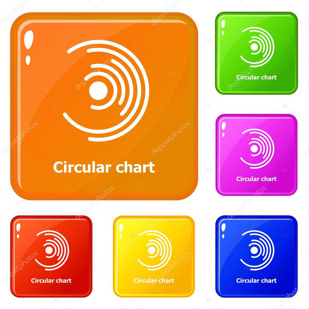 Circular chart icons set vector color