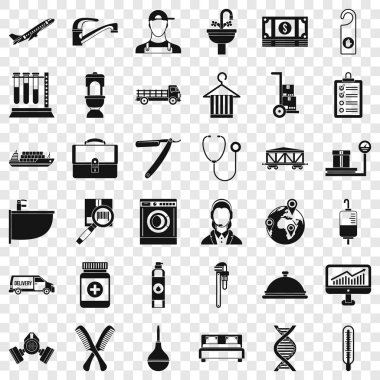 İşgal Icons set, basit tarzı