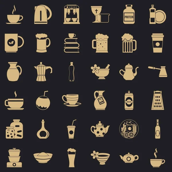 Pratos conjunto de ícones, estilo simples —  Vetores de Stock