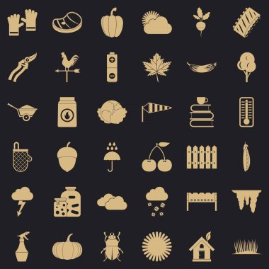 Sonbahar sebze Icons set, basit tarzı