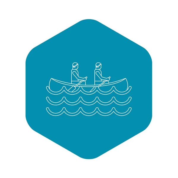 Canoe kayak with two persons icon, simple style