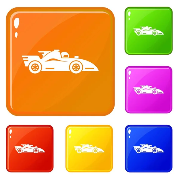 Racing auto iconen instellen vector kleur — Stockvector