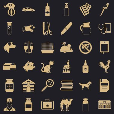 Veteriner hekim Icons set, basit tarzı