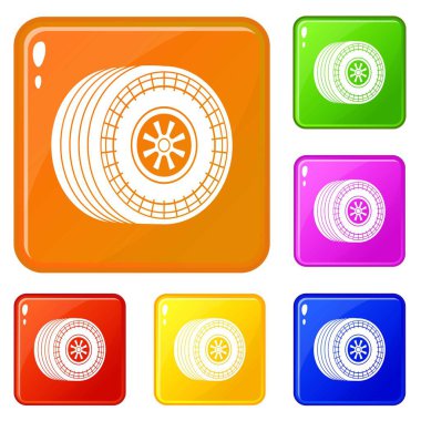 Tekerlek spor araba simgeler vektör renk ayarla