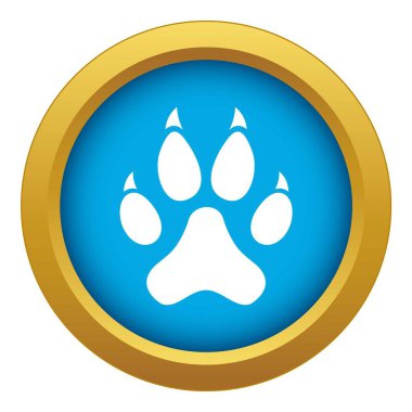 İzole kedi pençe mavi simge vektör