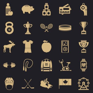 Spor Tekdüzen Icons set, basit tarzı