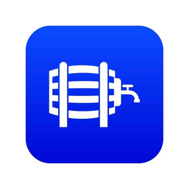 Ahşap varil ile dokunun simgesi dijital mavi