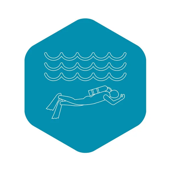 Scuba diving pictogram, eenvoudige stijl — Stockvector